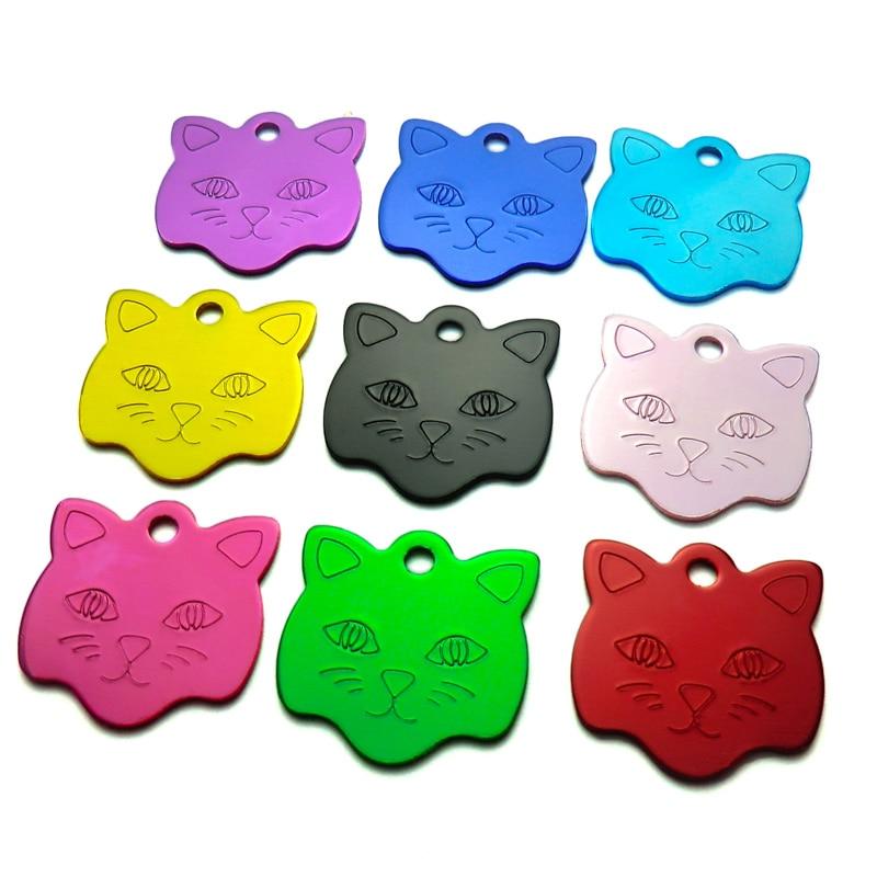 20Pcs Customized Engraved Dog Cat ID Tag Personalized Cat Face Shape