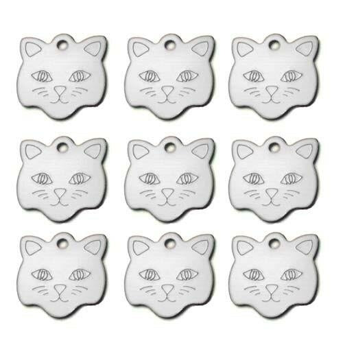 20Pcs Customized Engraved Dog Cat ID Tag Personalized Cat Face Shape