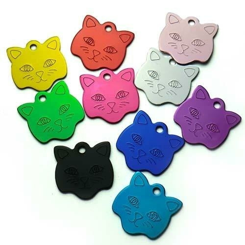 20Pcs Customized Engraved Dog Cat ID Tag Personalized Cat Face Shape