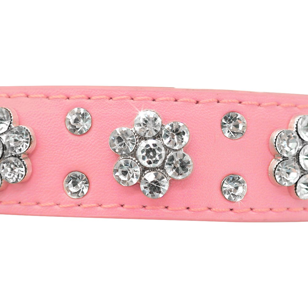 Bling Rhinestone Dog Collars Leather For Small Dogs